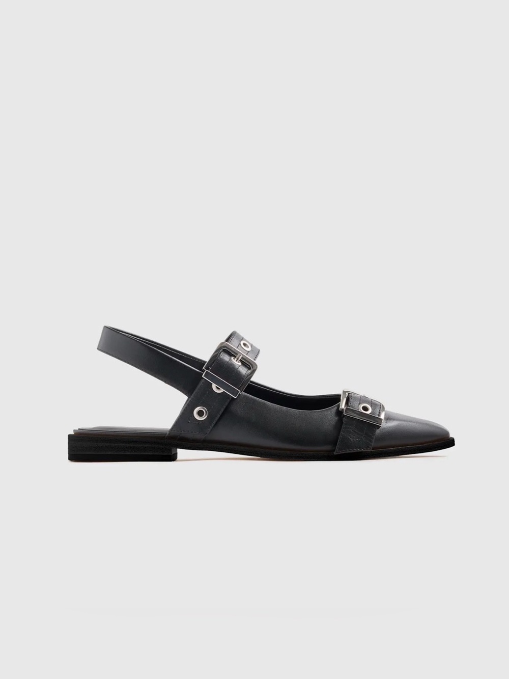 NWOB Quince leather bold buckle slingback flats - Picture 2 of 15